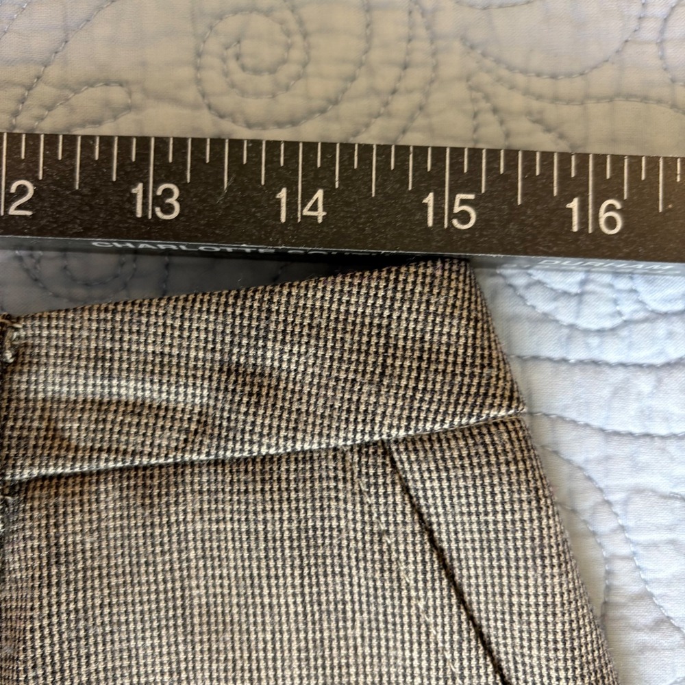 Valerie Stevens Pure Wool Maxi Skirt Gray Brown Micro Check Size 12 - Picture 6 of 10